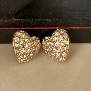 Swarovski Pave Crystal Heart Earrings Pierced
